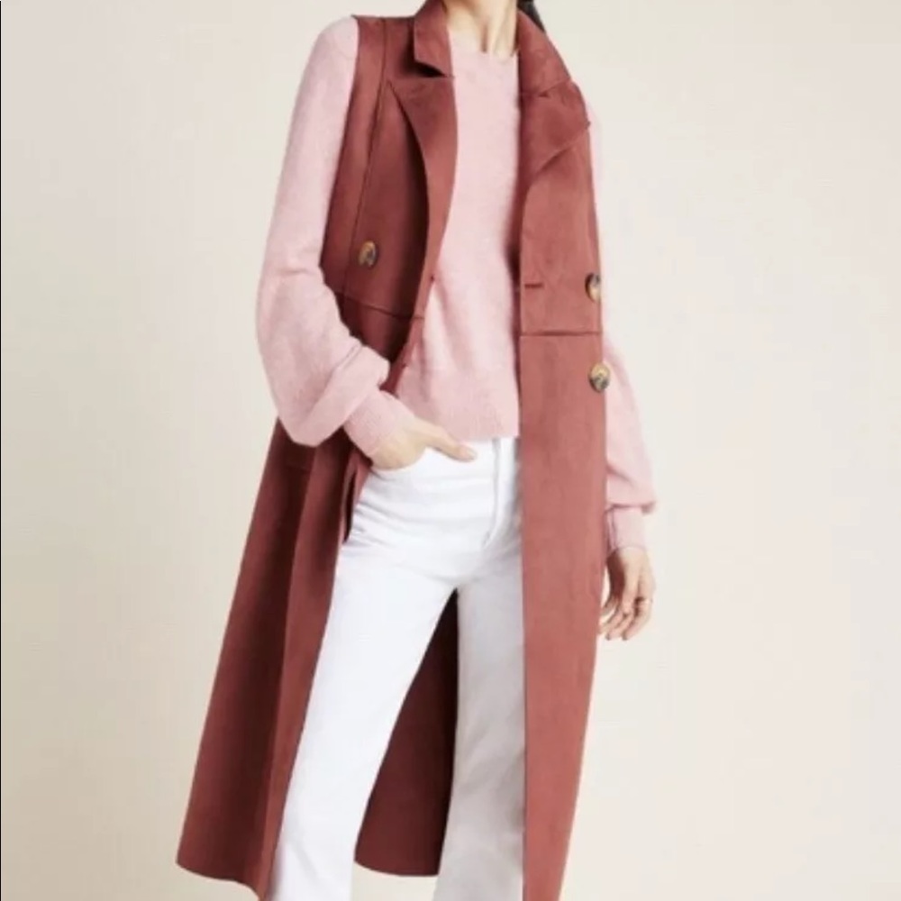 Anthropologie Tandy Utility Suede Vest Brown XS